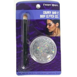 Fright Night Chunky Hair & Body Glitter Gel With Applicator Brush 085 Oz