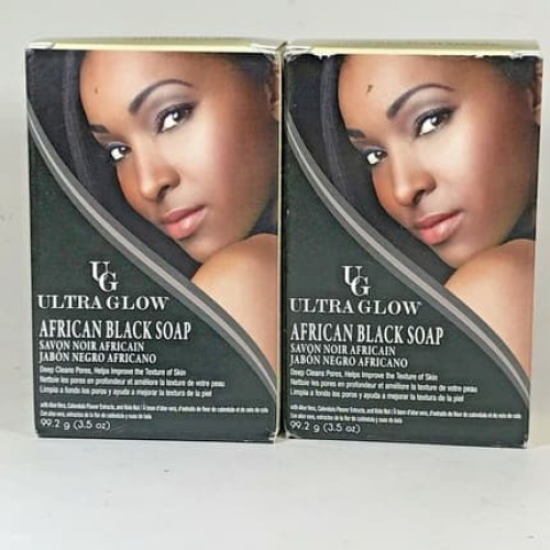 Ultra Glow African Black Soap Natural Cleanser Exfoliates Acne