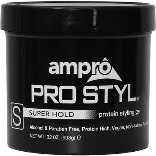 Ampro Pro Styl Styling Gel Protects and Strengthens Your Strands Non-Flaking Alcohol Free Vegan Formula Flexible Touchable Hold for All Hair Textures Super Hold 32 oz