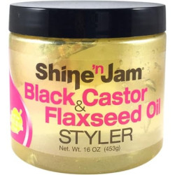 Ampro Shine N Jam Black Castor & Flaxseed Oil Styler 16oz 453g
