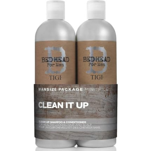 Bed Head for Men by TIGI Clean Up Shampoo and Conditioner Set 2x750ml