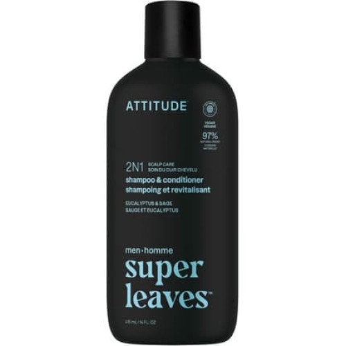 Attitude Men's 2-in-1 Shampoo and Conditioner Scalp Care for Build-Up and Oily Hair