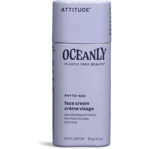 ATTITUDE Oceanly Face Cream Stick EWG Verified Plastic-free Plant and Mineral-Based Ingredients Vegan Skin Care Products PHYTO AGE Unscented 8.5 grams