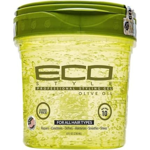 Ecostyle Olive Oil Styling Gel Green All Day Hold Alcohol Free Paraben Free Sulphate Free No Flaking Anti-Itch 236ml