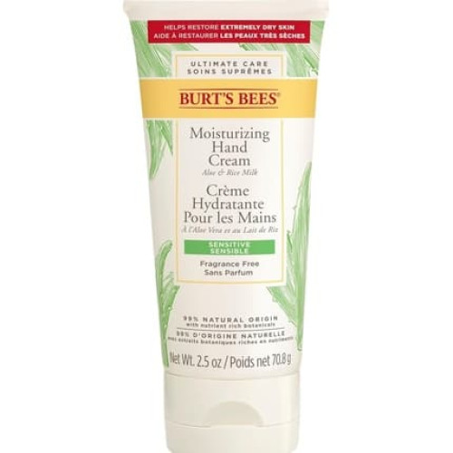 Burt's Bees Moisturizing Hand Cream for Very Dry Hands and Sensitive Skin with Aloe and Rice Milk 70.8g