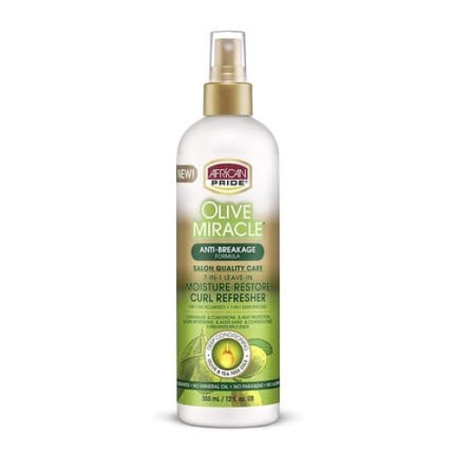 African Pride Olive Miracle 7-IN-1 Leave-In Moisture Restore Hair Curl Refresher with Olive and Tea Tree Oil 12oz African Pride Olive Miracle 7-IN-1 Leave-In Moisture Restore Hair Curl Refresher with Olive and Tea Tree Oil 12oz
