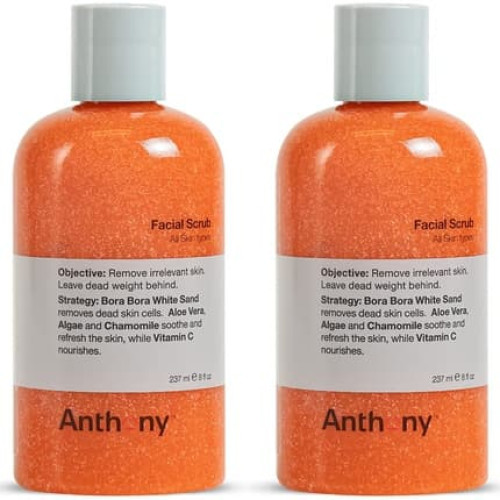 Anthony Facial Scrub 8 Fl Oz with Aloe Vera, Sand, Algae, and Chamomile
