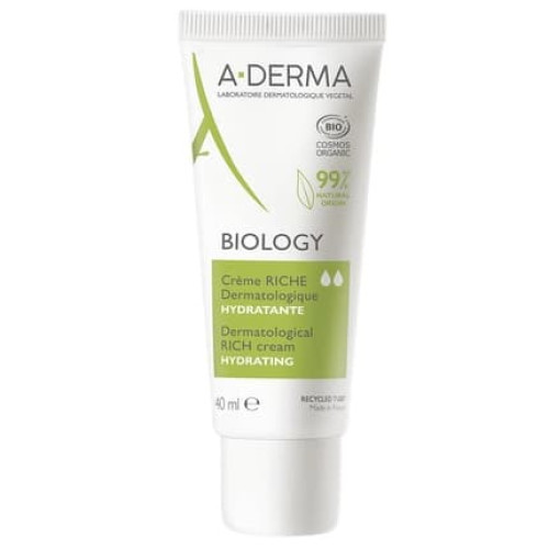 A-Derma Biology Hydrating Dermatological Rich Cream Organic Moisturizing Face Cream 40ml