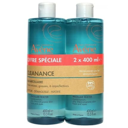 Avne Set Of Micellar Waters For Oily And Acneprone Skin Cleanance 2 X 400 Ml