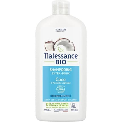 Natessance Organic Extra-Gentle Coconut and Vegetable Keratin Shampoo 500ml