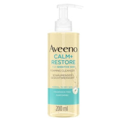 Aveeno Calm+Restore Foaming Facial Cleanser 200ml - Removes Makeup