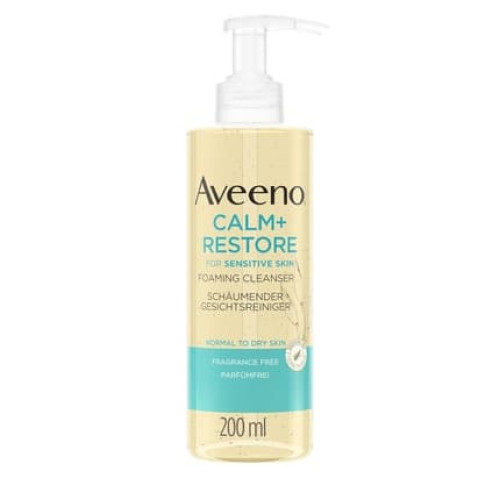 Aveeno Calm+Restore Foaming Facial Cleanser 200ml - Removes Makeup