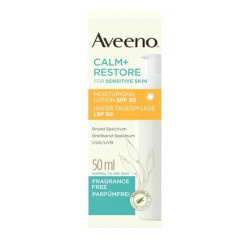 Aveeno Calm+Restore Oat Day Cream SPF 50 50ml Broad Spectrum UVA/UVB