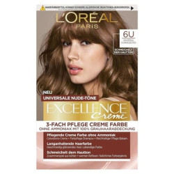L'Oréal Paris Permanent Hair Color for Every Skin Tone, Ammonia-Free Coloration, Universal Nude Tones with Full Gray Hair Coverage, Excellence Creme 6U Dark Blonde L'Oréal Paris Permanent Hair Color for Every Skin Tone, Ammonia-Free Coloration, Universal Nude Tones with Full Gray Hair Coverage, Excellence Creme 6U Dark Blonde