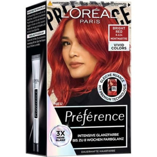 L'Oréal Paris Préférence Vivid Colours 8.624 Bright Red Intense Hair Colour 8 Weeks L'Oréal Paris Préférence Vivid Colours 8.624 Bright Red Intense Hair Colour 8 Weeks