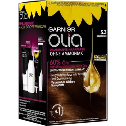 Garnier Olia Permanent Hair Colour without Ammonia with Nourishing and Natural Oils 5.3 Golden Brown 1 Count