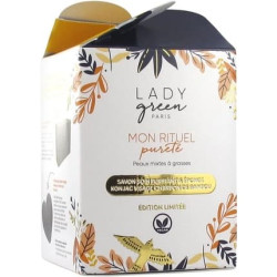 Lady Green Organic Purifying Care Soap 100g with Bamboo Charcoal Konjac Sponge