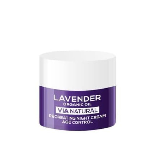Biofresh Cosmetics Via Natural Lavender Night Cream for Face with Lavender Oil, Creatine, Jojoba Oil, Women's Face Cream, Face Care, Face Moisturizer 50ml