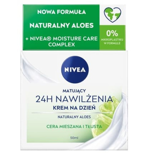 Nivea 24h Moisturizing Mattifying Day Cream For Combination And Oily Skin With Natural Aloe 50ml