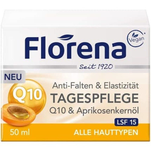 Florena Anti-Wrinkle Day Cream Q10 and Apricot Kernel Oil Vegan 50ml