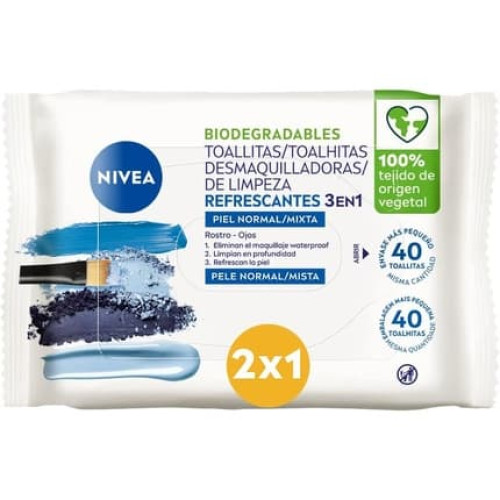 Nivea 3 En 1 Refreshing Cleansing Wipes 40 Units