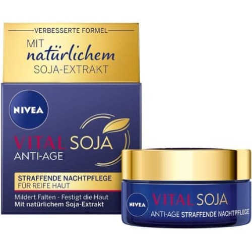 Nivea Vital Soy Anti-Age Firming Night Cream 50ml Moisturiser with Natural Ingredients Nivea Vital Soy Anti-Age Firming Night Cream 50ml Moisturiser with Natural Ingredients