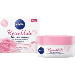 Nivea Rose Petal 24h Day Cream 50ml with Rose Water and Hyaluron - Light Gel Cream for Smooth Delicate Skin