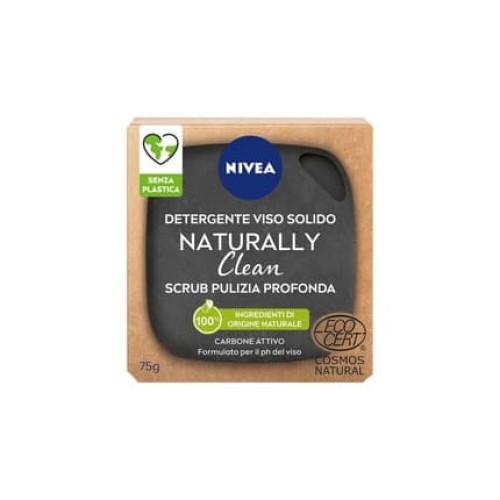 Nivea Naturally Clean Solid Face Cleansing Soap Black Scrub 75g