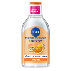 NIVEA Micellar Water Energy 400ml Perfume-Free Face Toner with Amino Acid Complex and 3x Antioxidants Micellar Cleansing Water with 0% Residue for Revitalized Skin