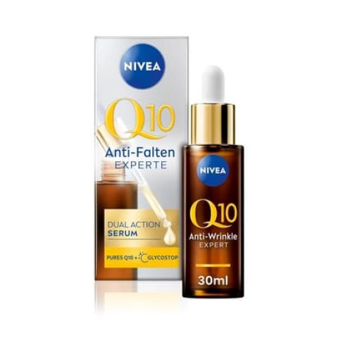 Nivea Antiage Serum With Q10 Reduces Wrinkles And Prevents Their Formation Firming Face Serum With Glycostop Q10 Antiwrinkle Expert Dual Action Serum 30ml