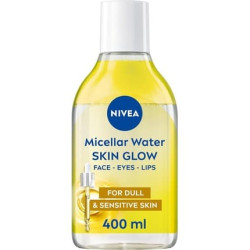 NIVEA Skin Glow Serum Infused Micellar Water 400ml Revitalising Cleansing Water with Amino Acid and 5% Vitamin C and E Gentle Waterproof Makeup Remover