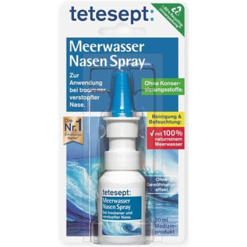 tetesept Sea Water Nasal Spray for Cleaning and Moisturizing Dry Nasal Mucosa 20ml