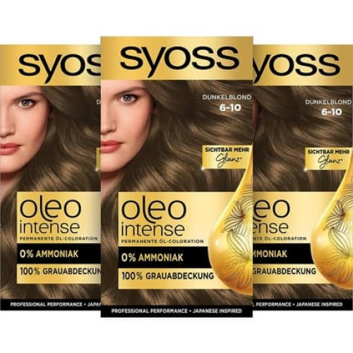 SYOSS Oleo Intense Permanent Oil Colouration 6-10 Dark Blonde with Nourishing Oil and Ammonia 115ml SYOSS Oleo Intense Permanent Oil Colouration 6-10 Dark Blonde with Nourishing Oil and Ammonia 115ml