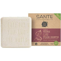 SANTE Naturkosmetik Solid Shampoo for Dull and Normal Hair with Organic Birch Leaf and Vegetable Protein 60g