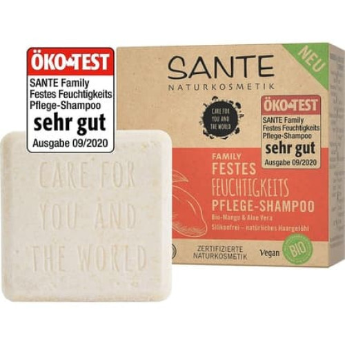 SANTE Naturkosmetik Solid Shampoo for Dry Hair with Organic Aloe Vera and Mango 60g