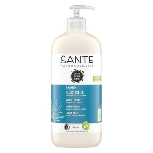SANTE Naturkosmetik Nourishing Liquid Soap Antibacterial Hand Soap with Organic Aloe Vera and Lemon