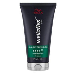 Wellaflex Men All-Day Definition Gel Ultra Strong Hold Styling Hair Gel Vegan Dermatologically Tested Silicone-Free 150ml