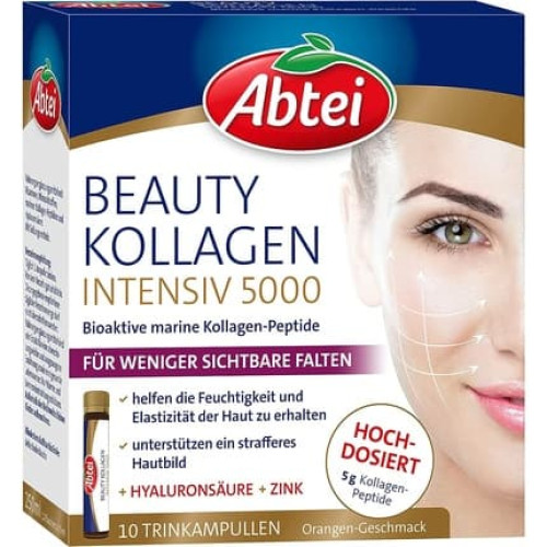 Abtei Beauty Collagen Intensive 5000 with 5g Collagen Peptides, Hyaluronic Acid, Zinc, and Vitamin C - Sugar-Free 10 Drink Ampoules Abtei Beauty Collagen Intensive 5000 with 5g Collagen Peptides, Hyaluronic Acid, Zinc, and Vitamin C - Sugar-Free 10 Drink Ampoules