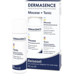DERMASENCE Travel Set Mousse/Tonic 50ml x 2 - Clarifying Cleansing Foam and Soothing Facial Toner in Convenient Travel Size - Suitable for Carry-On Refreshing 50ml (2 Pack)