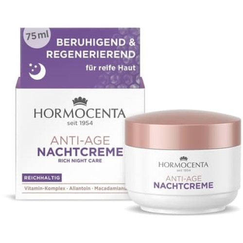 Hormocenta Anti-Aging Night Cream 75ml - Regenerating Rich Anti-Aging Care with Vitamin Complex, Allantoin, and Macadamia Nut Oil
