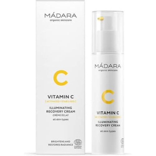 MÁDARA Vitamin C Illuminating Recovery Cream Organic Skincare with Hyaluronic Acid and Algae Extract 50ml
