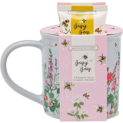 Heathcote & Ivory Busy Bees Giftable Mug Set 2x50ml Hand Cream and Ceramic Mug Cruelty Free Vegan Friendly Travel Friendly Sizes Heathcote & Ivory Busy Bees Giftable Mug Set 2x50ml Hand Cream and Ceramic Mug Cruelty Free Vegan Friendly Travel Friendly Sizes