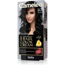 Cameleo Permanent Hair Colour Cream Black Intensive Color & Protection 5 Oils + Omega Plus Acids Professional Luxurious Hair Dye Full Kit 1.0