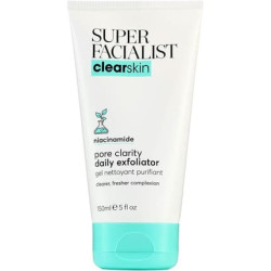 Super Facialist Pore Clarity Daily Exfoliator Acne Treatment Blackhead Remover Exfoliator with 1% Niacinamide Tea Tree Oil Prebiotics Vegan Friendly 150ml