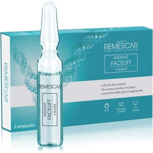 Remescar Instant Facelift V-Shape 5 Ampoules - Recontouring the Face - Microneedling Technology Peptides and Deep-Sea Microalgae to Firm the Skin