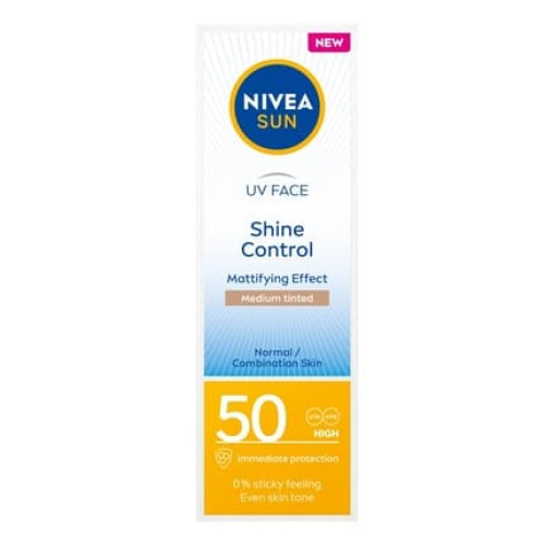 Nivea Sun Uv Face Shine Control Mattifying Cream With High Protection Spf50 Medium Tinted 50ml