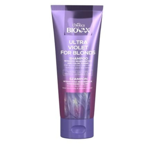 L'Biotica Biovax Ultra Violet For Blonds Shampoo 200ml - Intensive Regenerating Toning Shampoo For Blonde And Gray Hair