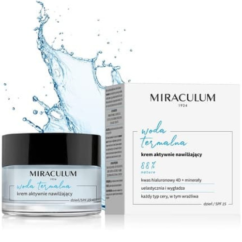 Miraculum Moisturizer Day Cream with SPF for Women - Anti-Aging Day Cream SPF 15 with Thermal Water - Vegan Moisturizer - Anti-Age Hyaluronic Acid Day Cream - 50ml