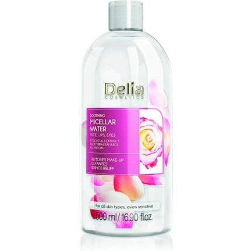 Delia Cosmetics Soothing Micellar Water Facial Cleanser with Rose Petal Extract and Allantoin 500ml Delia Cosmetics Soothing Micellar Water Facial Cleanser with Rose Petal Extract and Allantoin 500ml