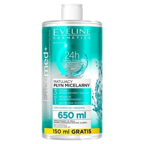 Eveline Facemed+ Mattifying Micellar Liquid 3 In 1 For Normal And Combination Skin 650ml